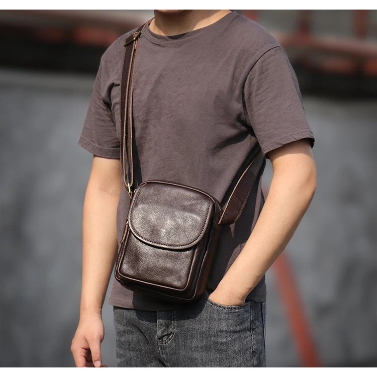 Tas Selempang Kulit Sapi Asli - Tas Pria Kulit Sapi Asli - Tas Kulit Asli Sapi - Tas Selempang Bahu