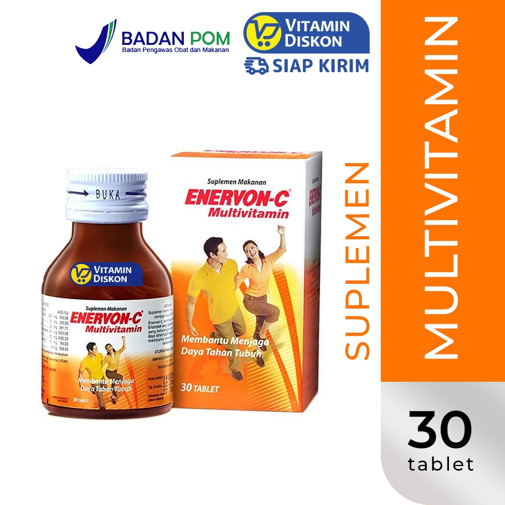 Enervon C 500 Mg 30 Tablet | Suplemen Multivitamin Dan Kekebalan Tubuh, Vitamin C Dan B Kompleks