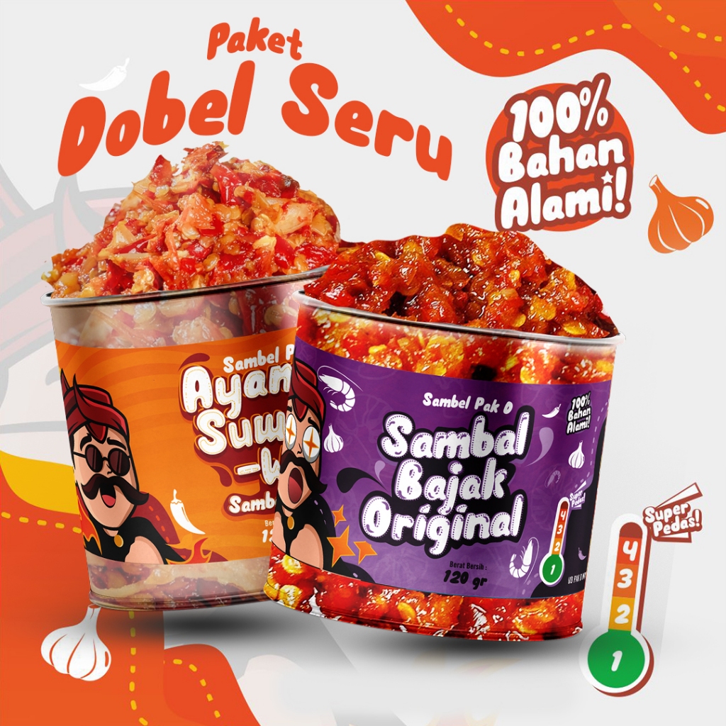 

sambel pak d aneka varian DOBEL SERU ISI 2 sambal bajak 150gr