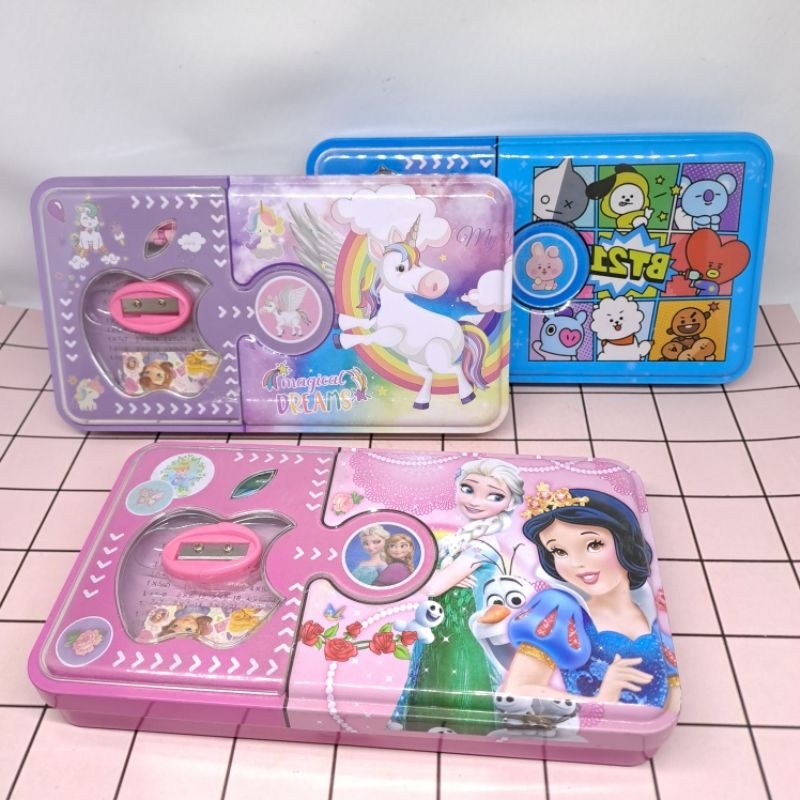 

Set Alat Tulis Stationary + Kotak Pensil Case Besar Besi BT21, Princess Disney, Unicorn Aesthetic
