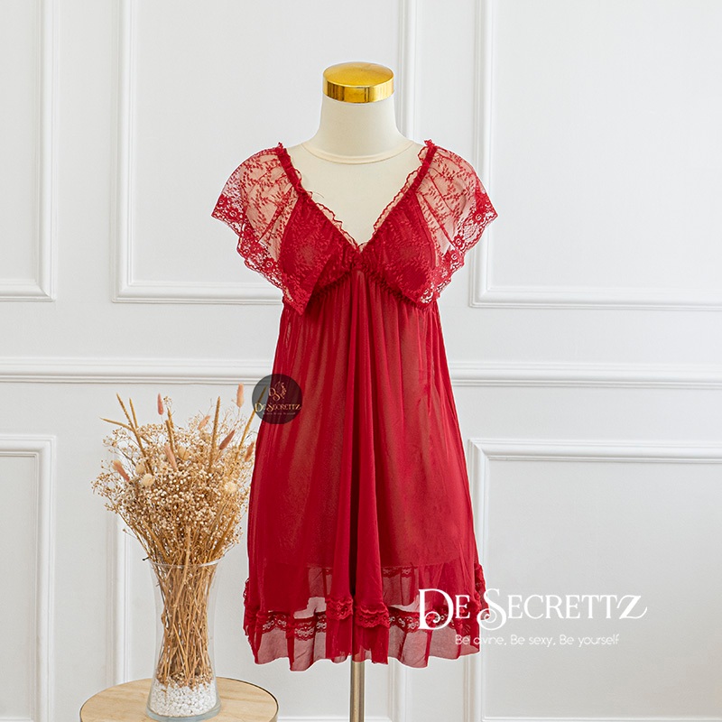 DeSecrettz DAISY Baju Tidur Wanita Dewasa Model Lingerie Big Size, Includes Lingerie + G String, Baju Tidur Wanita, Baju Dinas Depan Suami, Babydoll Lingerie, Pakaian Dalam Wanita, Lingerie Murah, Sleepwear-4