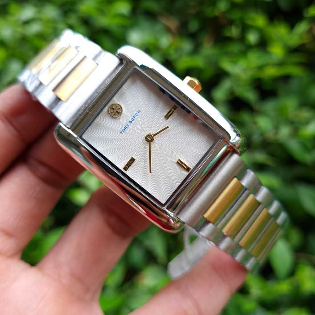 JAM TANGAN WANITA TORY BURCH TBW 1024 BATERAI ALL STEEL 28MM INCLUDE BOX ORIGINAL