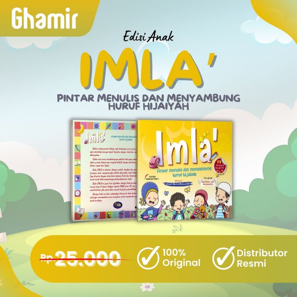 Imla - Pintar Menulis dan Menyambung Huruf Hijaiyah - Buku Anak Islami - Buku Belajar Menulis Huruf 