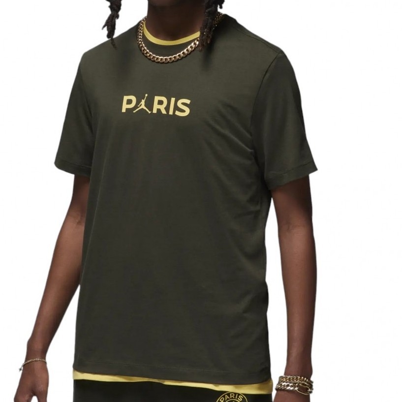 Kaos Basket Pria Jordan X Psg Ss Logo tee green FN5332-355