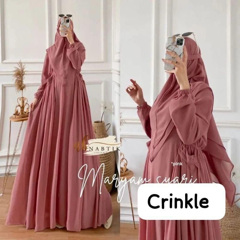 GAMIS SET HIJAB MARYAM CRINKLE AIRFLOW PREMIUM