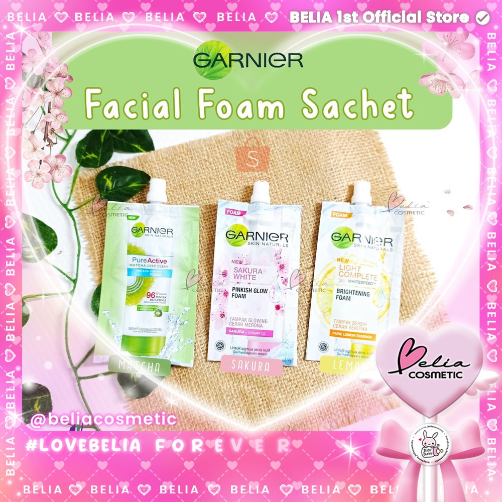 ❤ BELIA ❤ Garnier Facial Foam Sakura | Light Complete | Pure Active Matcha 9mL (Garnier Sachet)