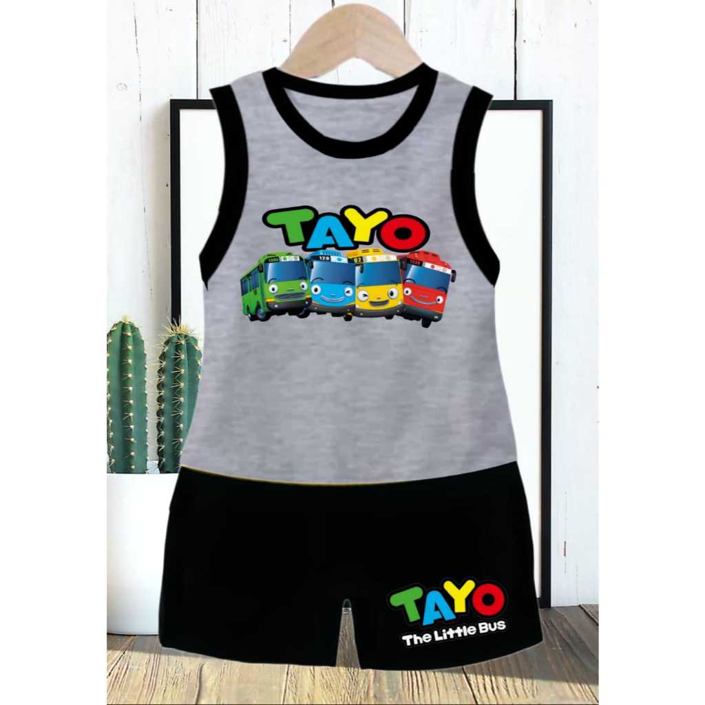 setelan anak 0-7 tahun unisex cowok cewek tayo lucu murah