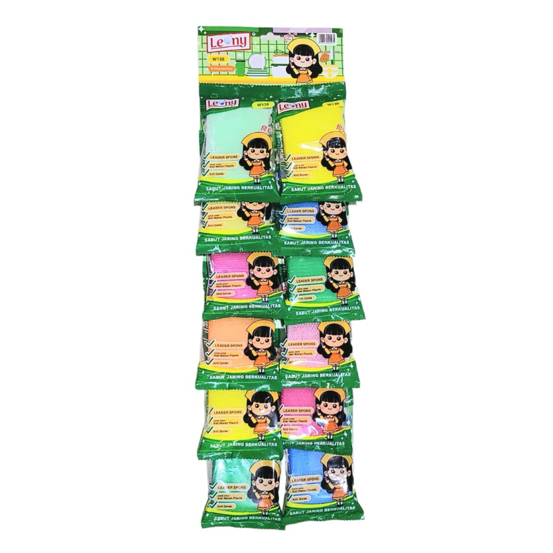 Spon Sabut Jaring Leony W-138 1 lusin / Sabut Sponge Jaring Plastik | Sabut jaring | spon kain | spo