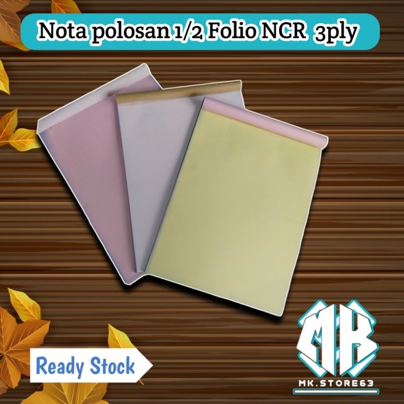 

Nota polosan NCR nota UK 1/2 folio 3 ply rangkap nota polosan