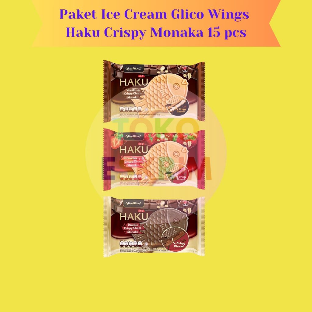 

Paket es krim glico Haku crispy monaka isi 15 pcs