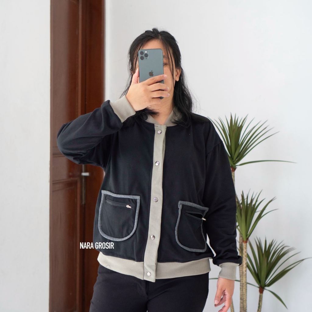 Samira.Outfit - Magna Double Pocket Sweater l Sweater Jaket Kancing Wanita