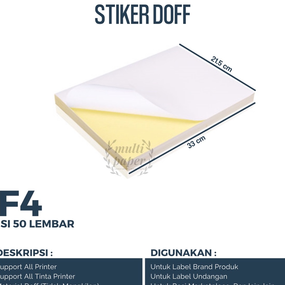 

Kes Sticker F4 Doff 5 lembar Kes Stiker F4 Kes Stiker Doff F4 Kes Stiker HVS F4