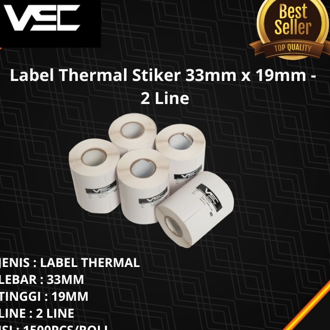 

LABEL BARCODE 33 X 19 mm KES STICKER LABEL THERMAL 2 LINEMERK VSC