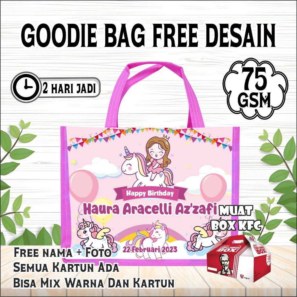 

Tas Ultah Goodie Bag Souvenir Ulang Tahun Kartun Murah Custom Nama Aqiqah Parcel Kado/tas ulang tahun anak/goodie bag