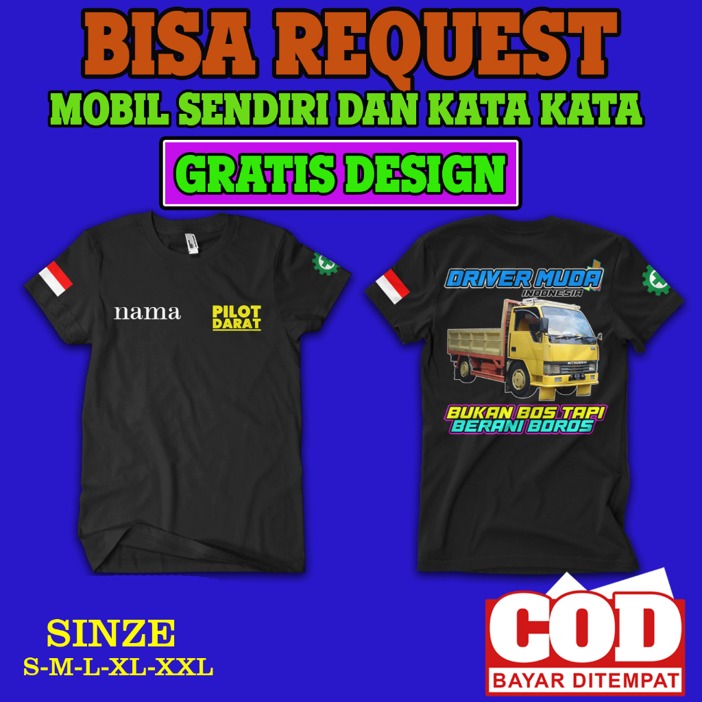 RK CUSTOM T-Shirt Kaos Mobil Truk Custom Bisa Request Foto Mobil Sendiri Dan kata kata  nama | kaos 