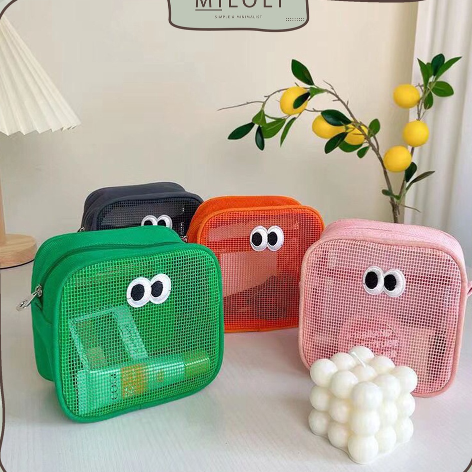 

Pasti Spesial MILOLI POUCH KOSMETIK JARING BIG EYES Storage Box Travel Kotak Pensil Aesthetic Tempat Pensil F215