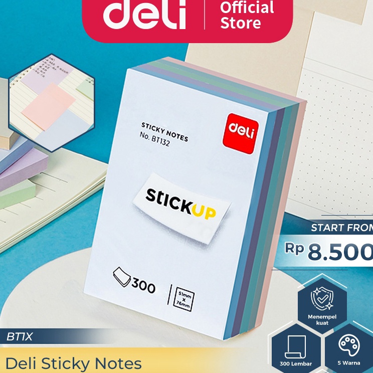 

Deli Memo Tempel Sticky Notes 3 Lembar 5 Warna BT13X