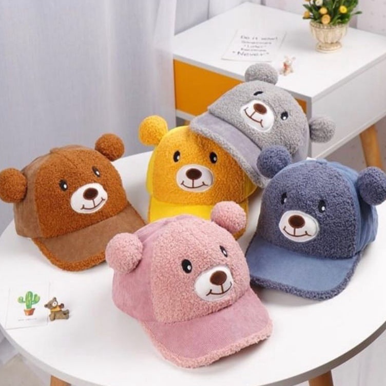 Diskon Irit  Topi Anak Beruang telinga pompom bunyi kerincing Rattle  Topi Sweet Bear  Topi Rabbit C