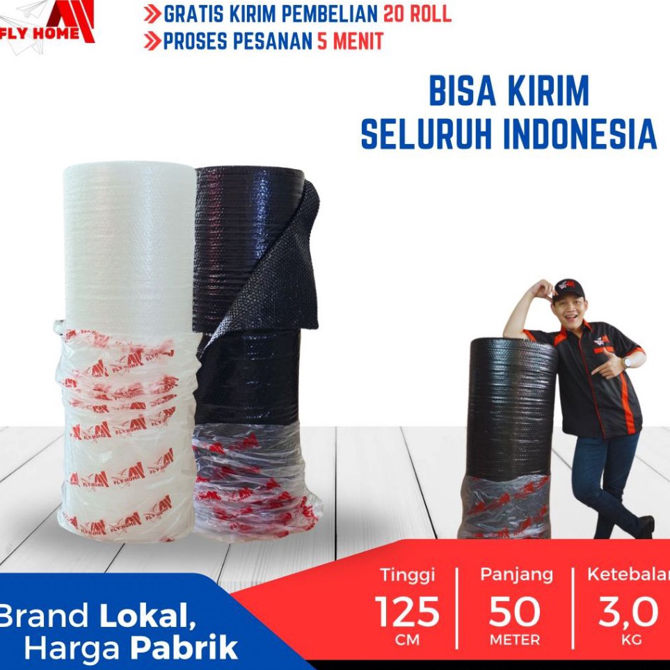

Ready FLYHOME Bubble wrap hitam putih 3kg Plastik Bubblewrap 1 Rol top quality
