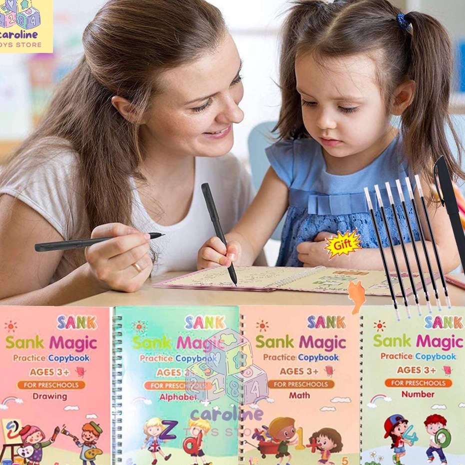 

Fast Delivery Buku SANK Magic Buku Belajar Tulis Hitung Gambar 1 Set Isi 4 Buku Pulpen Refill