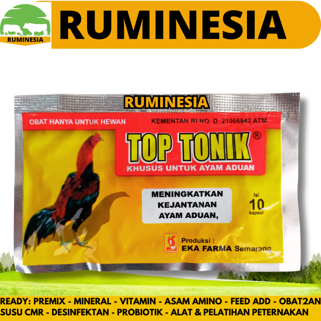 TOP TONIK 10 KAPSUL EKA FARMA Top Tonic Meningkatkan Kejantanan Ayam Aduan lIke Super Top Vit Top - 