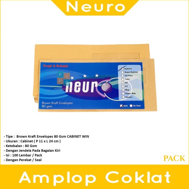 

Mewah NEURO Amplop Coklat Ukuran Kabinet Jendela Kiri Seal 11 x 24 cm Pack