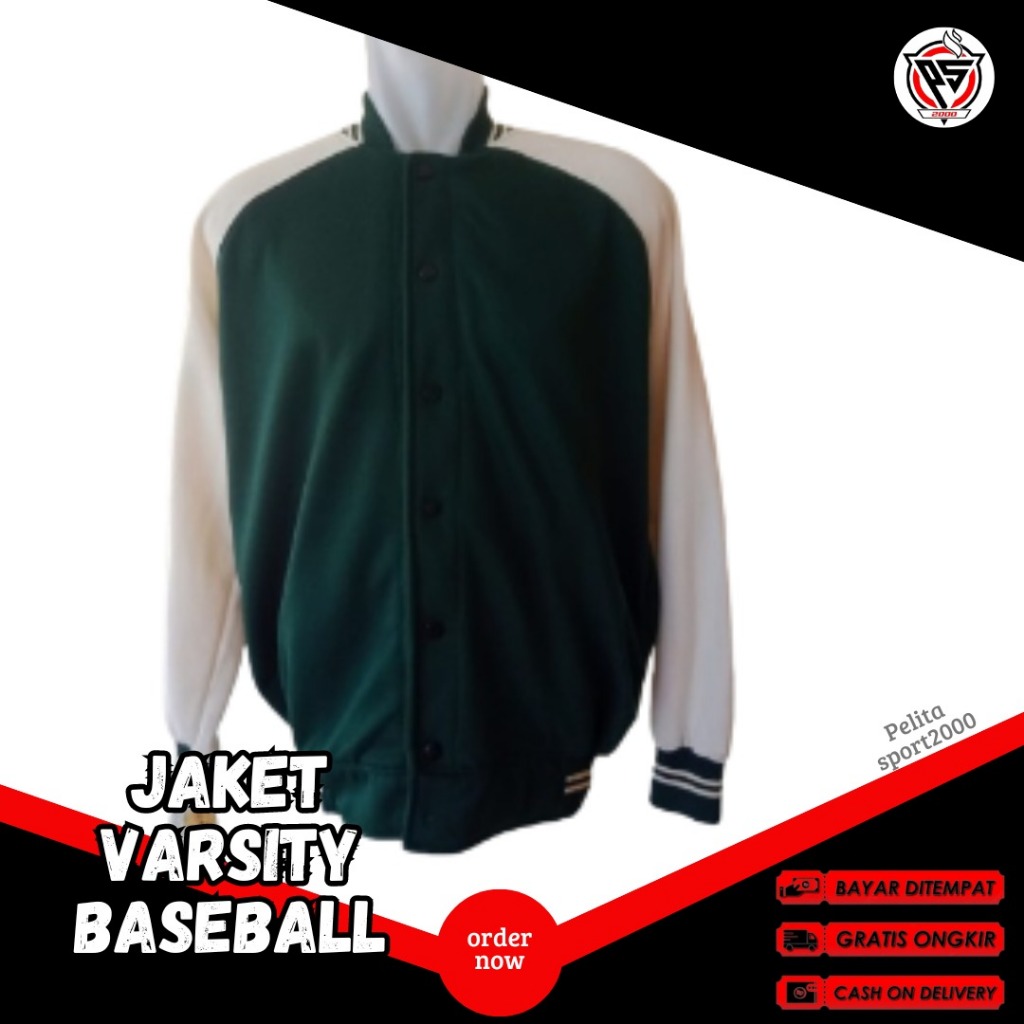 jaket versity baseball pria wanita polos jacket vintage denim original