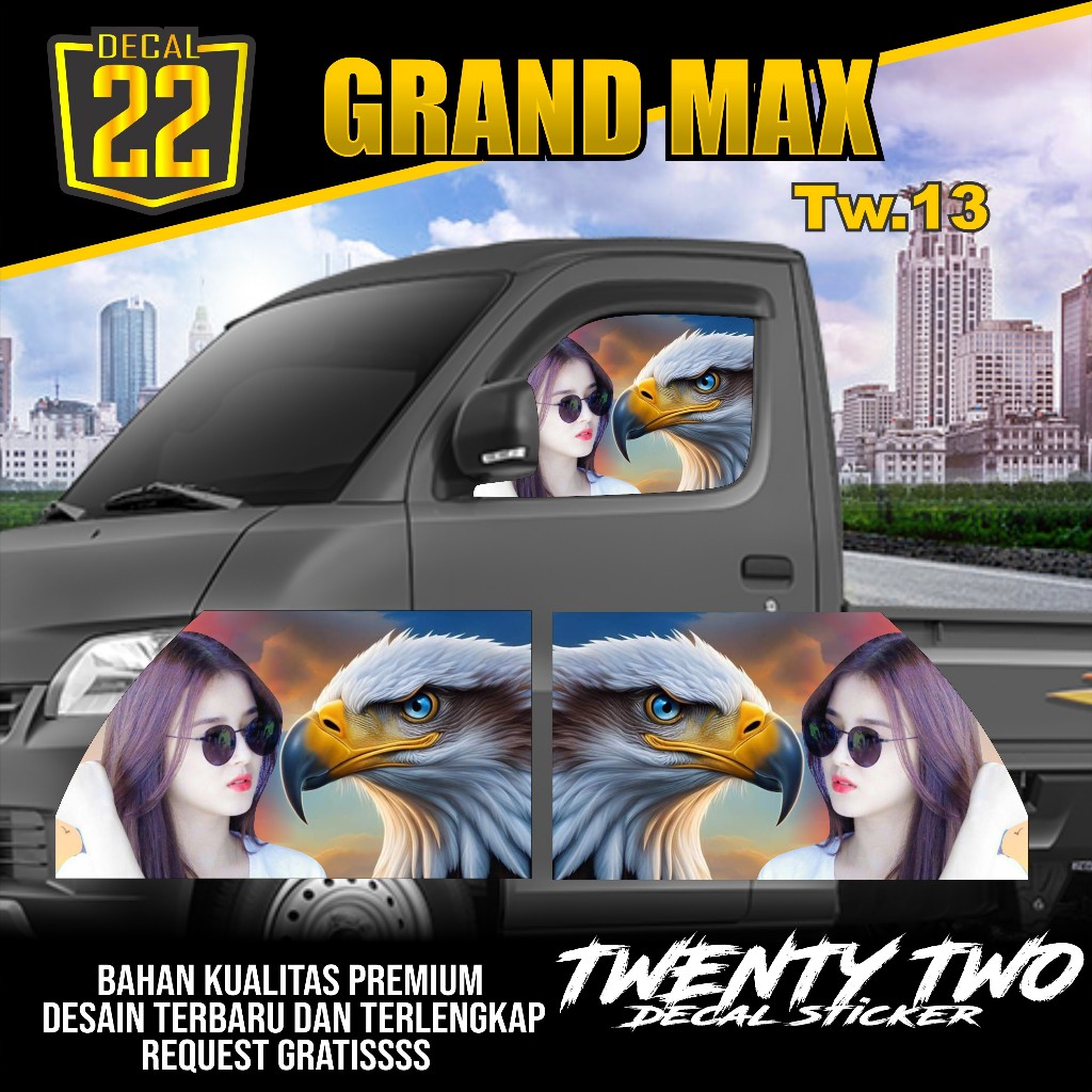 STIKER ONE WAY KACA MOBIL GRAND MAX STIKER KACA SAMPING GRAND MAX KODE Tw.13