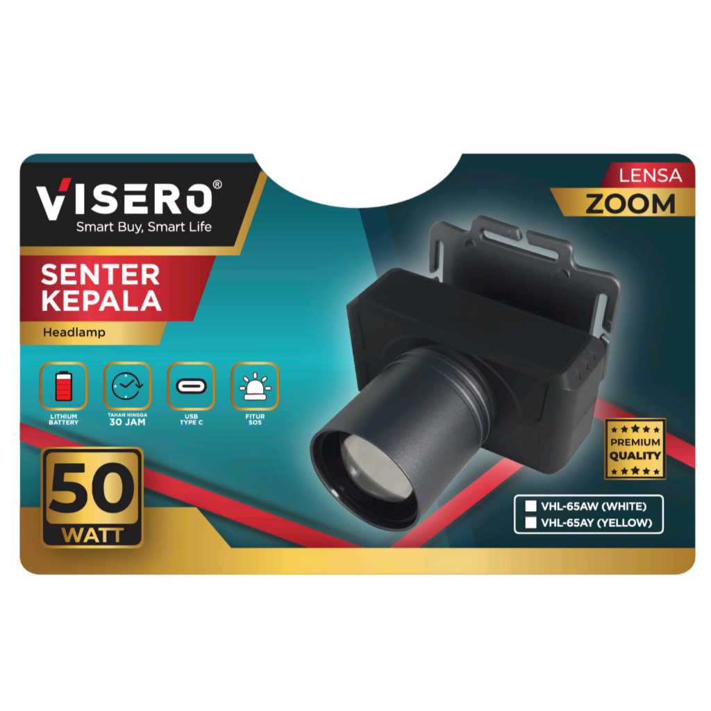 Senter Kepala Visero 50W Zoom VHL-65AW/AY Senter Kepala Zoom 50Watt Visero VHL65AW/AY
