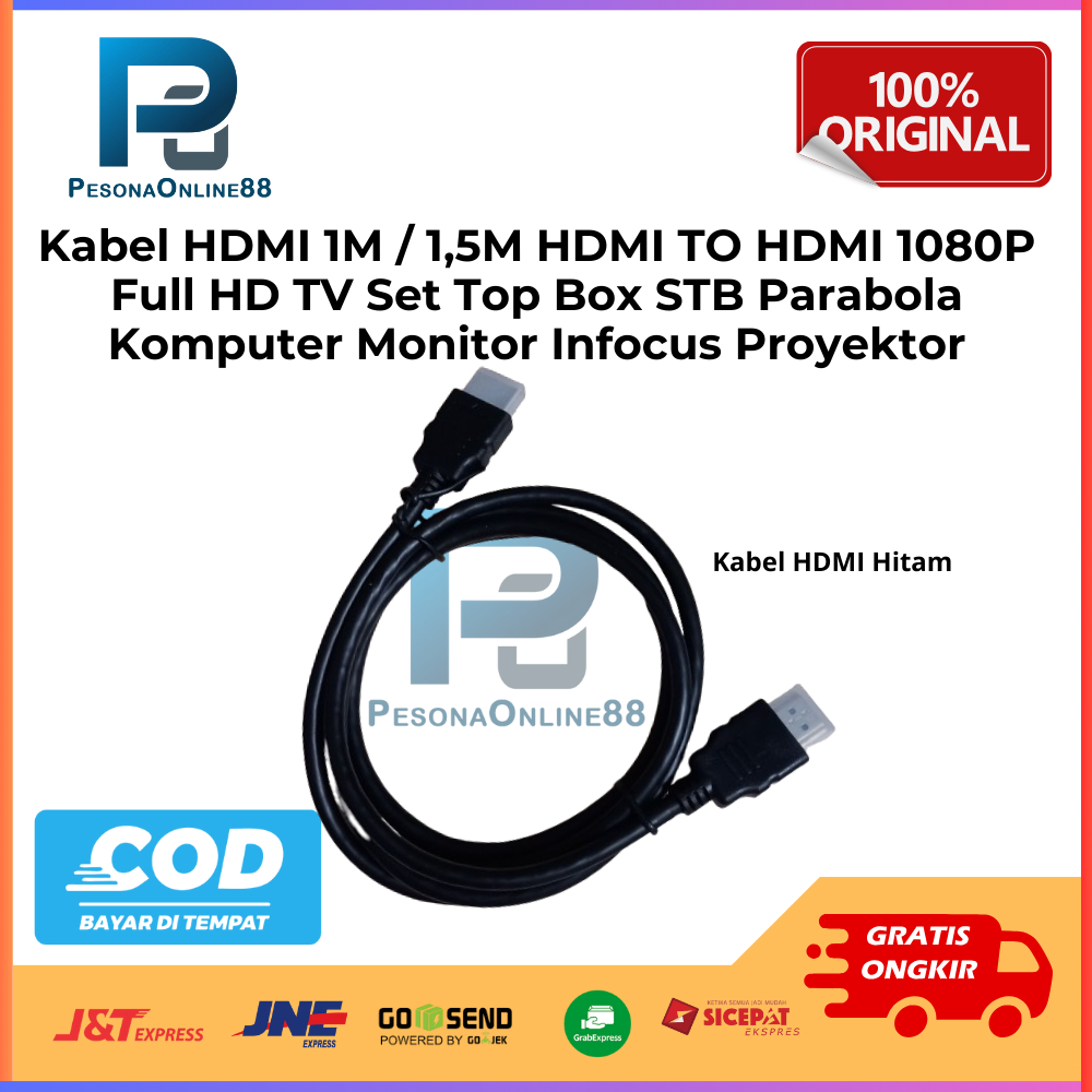 Kabel HDMI 1M / 1,5M HDMI TO HDMI 1080P Full HD TV Set Top Box STB Parabola  Komputer Monitor Infocu