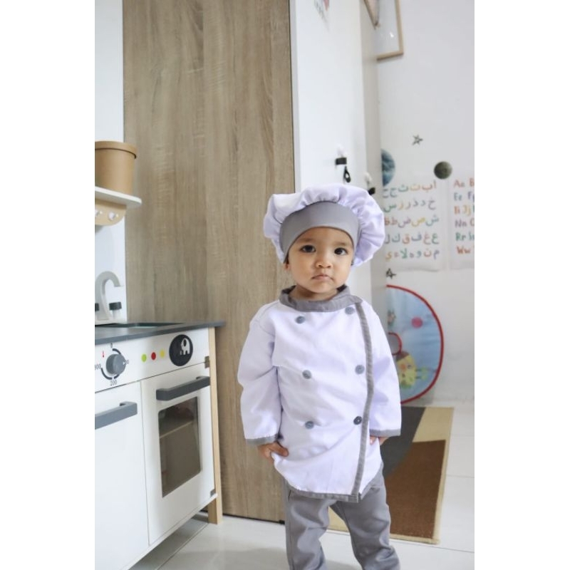 Chef chandra/chef/baju Koki/baju masak/chef anak/koki anak/bajunik/azzafran