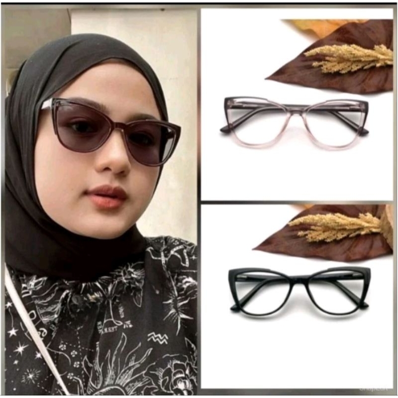 Kacamata minus Cate eye kacamata anti radiasi blueray Free lensa photocromic minus kacamata 7006