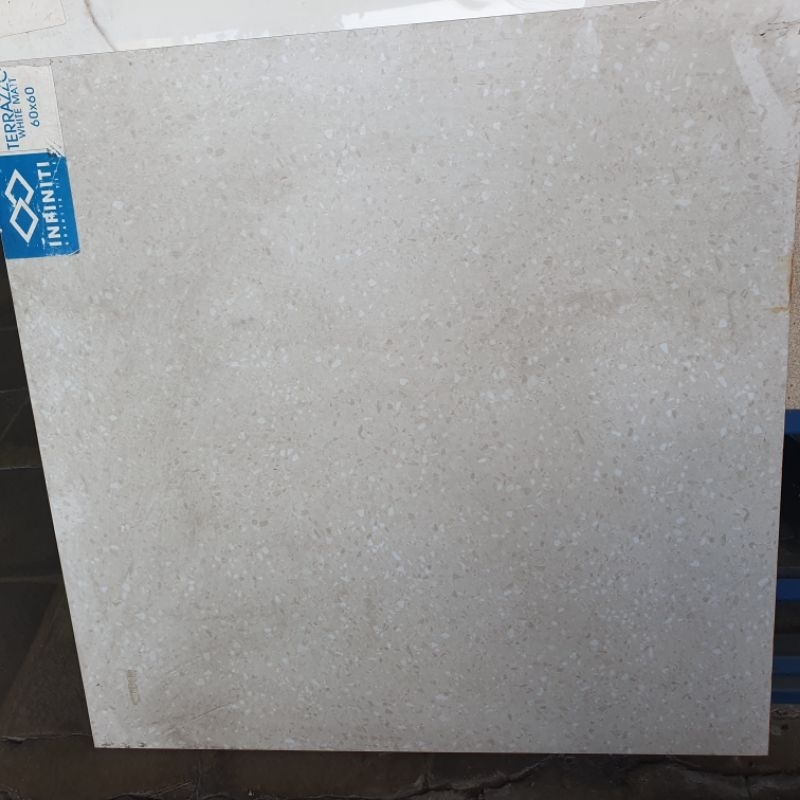 granit lantai kamar mandi teras garasi rumah INFINITI 60x60 TERAZZO WHITE MATT kasar