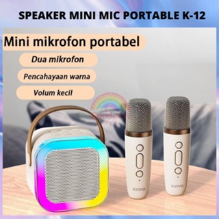 Speaker Bluetooth Mini Karaoke 2 Mic Set Salon Bluetooth bt Speaker karoke With Microphone