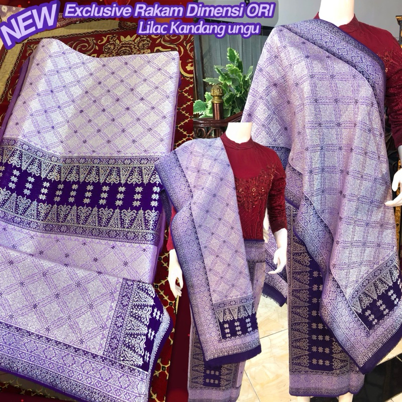 NEW EXCLUSIVE Songket Rakam Kandang Dimensi ORI Full Lilac Kandang ungu /songket tenun asli palemban