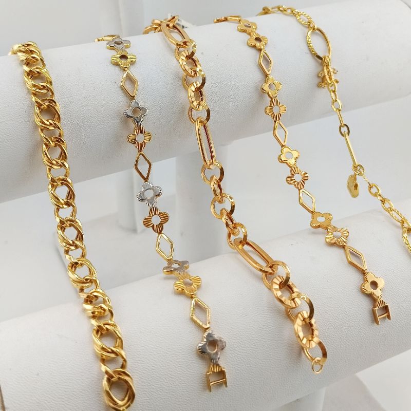 gelang rantai emas kadar 17K