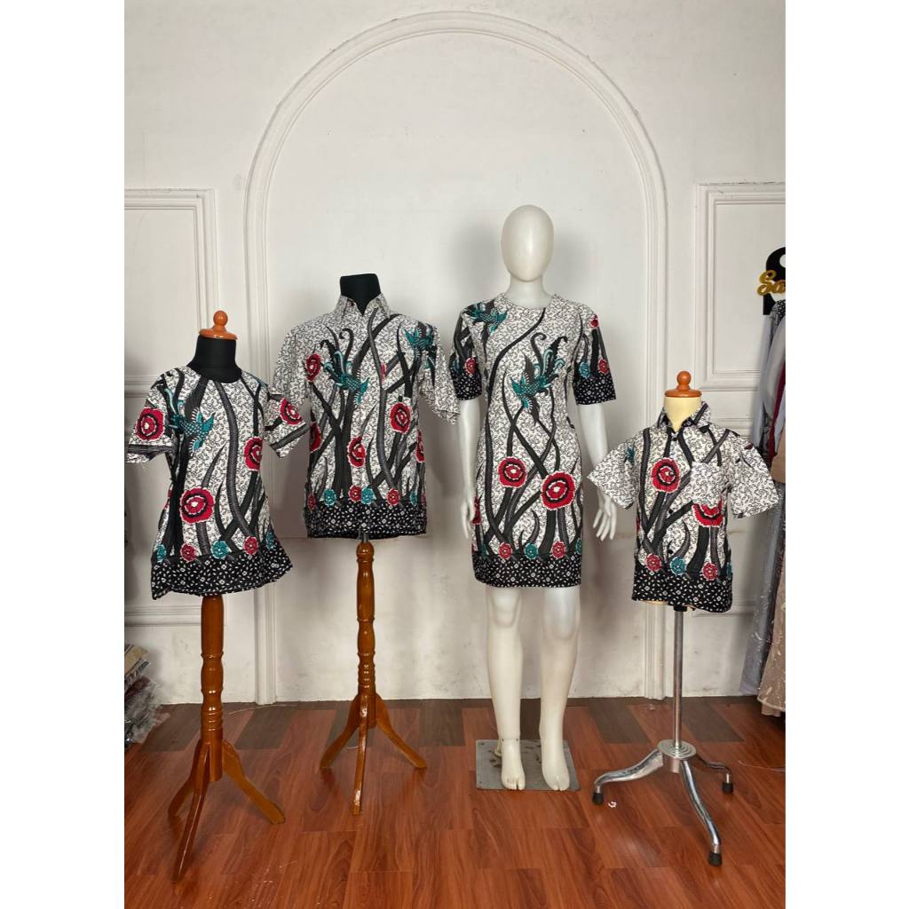 SAROJA | Dress Natal Batik Ilalang Putih | Dress Natal Wanita Kekinian | Baju Natal Couple Keluarga 