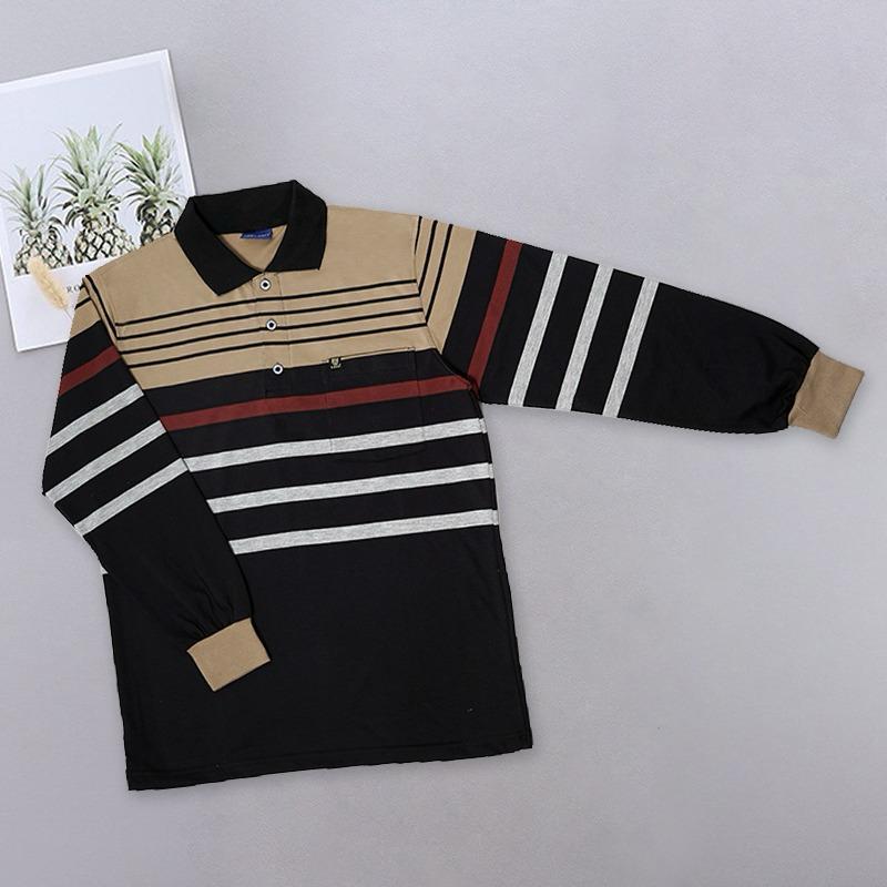 Ds - Kaos Kerah Pria | Kaos Polo Distro Salur Saku Dewasa | Kaos Pria Motif Lengan Panjang