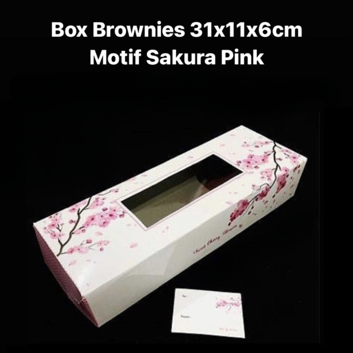 

( 5 pcs ) Dus Kotak Kemasan Brownies Ukuran 31x11x6 cm Box Hampers Packaging Motif Sakura Pink