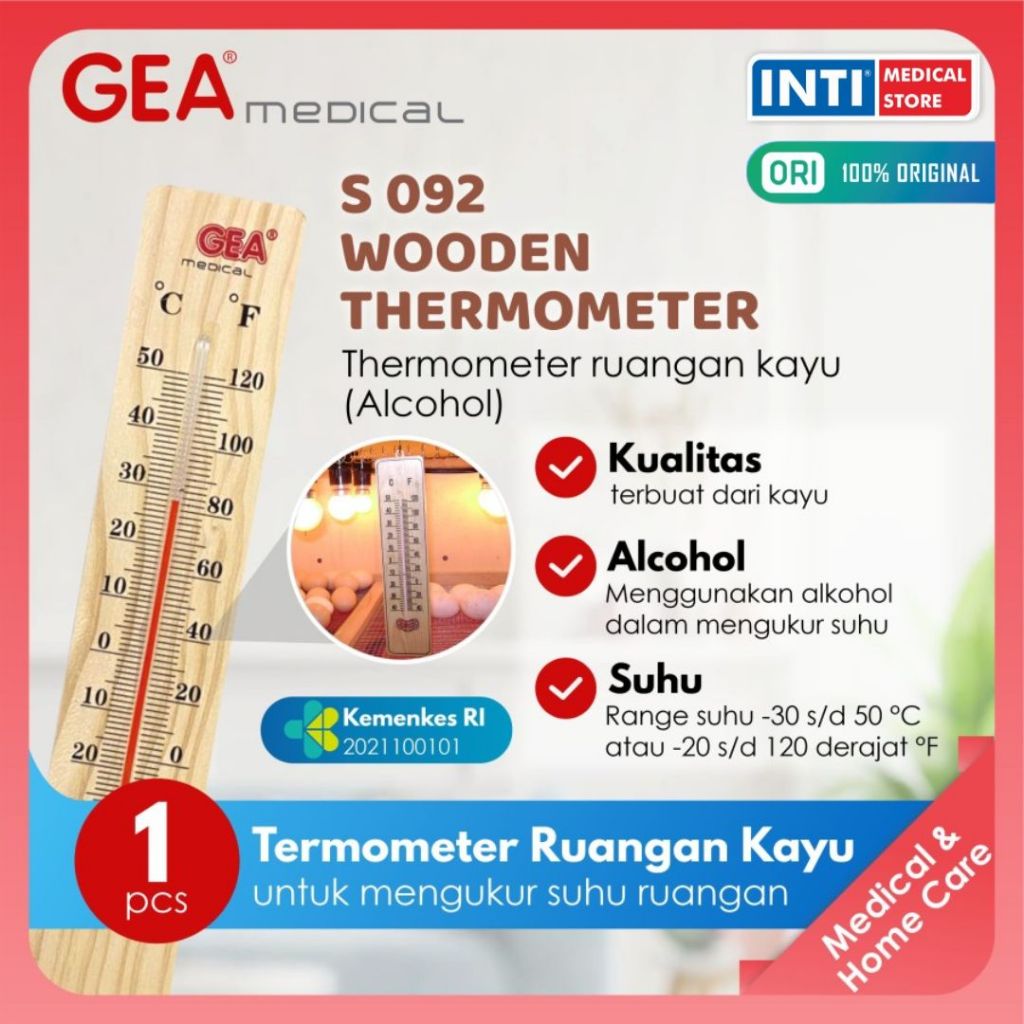 GEA Termometer Ruangan Kayu / Wooden Thermometer / Thermometer Ruangan