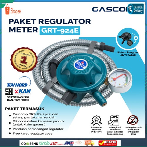 GASCOMP - Paket Regulator Meter (GRT-924E) Regulator Gas Aman Regulator Gas Anti Bocor Regulator Gas