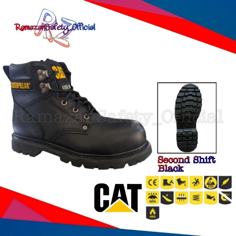Sepatu Safety Caterpillar Second Shift ST Black Original Termurah