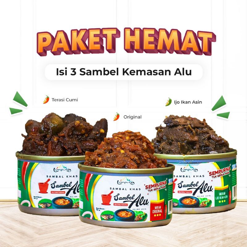 

PAKET HEMAT 3 SAMBEL / SAMBEL BAWANG / SAMBEL CUMI / SAMBEL IJO / SAMBEL IKAN ASIN