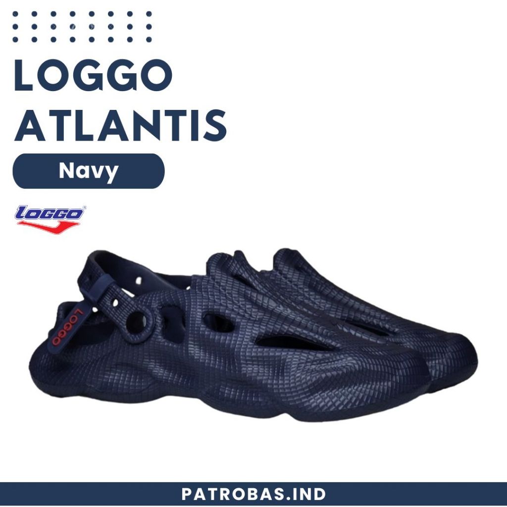 Loggo Sandal Atlantis Navy Sendal Phylon Clogs Slide Slop Pria Original