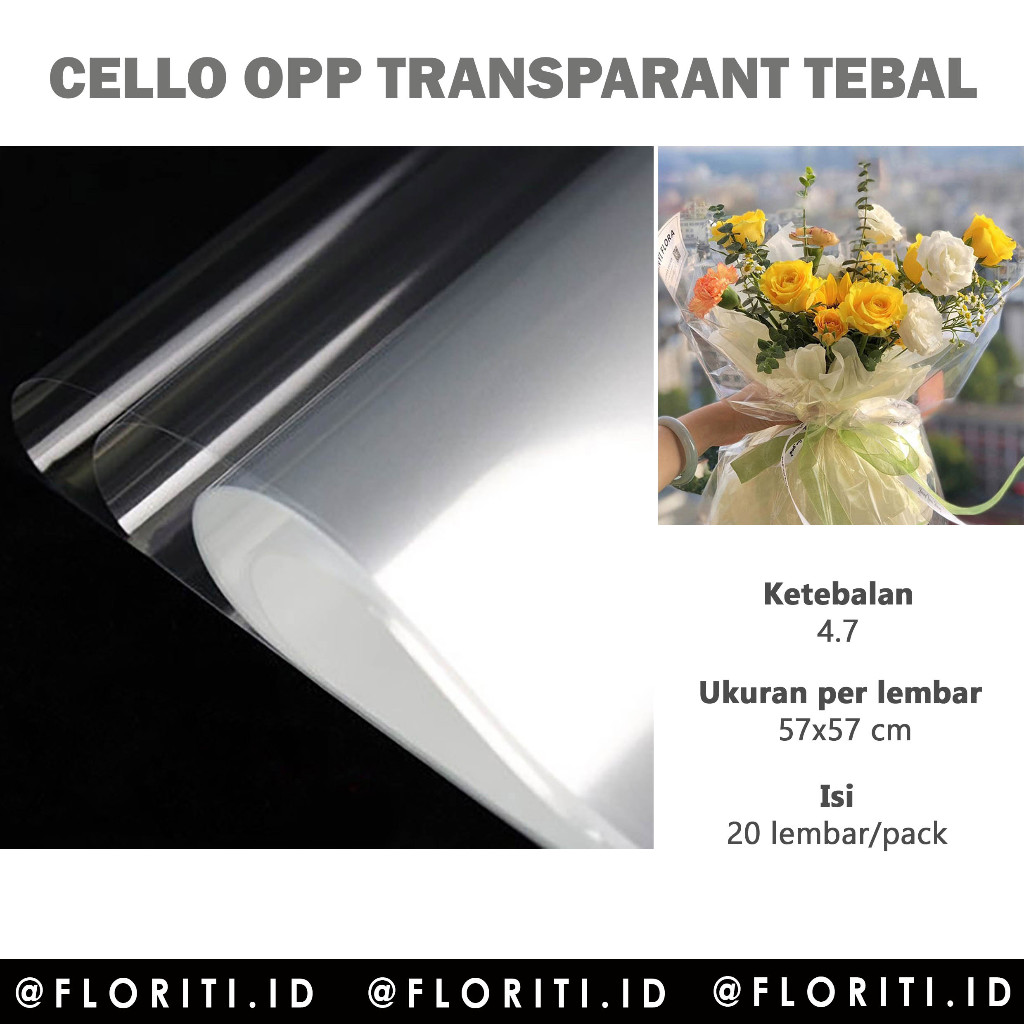 

(5 LEMBAR) Plastik Cellophane Opp Flower Wrapping
