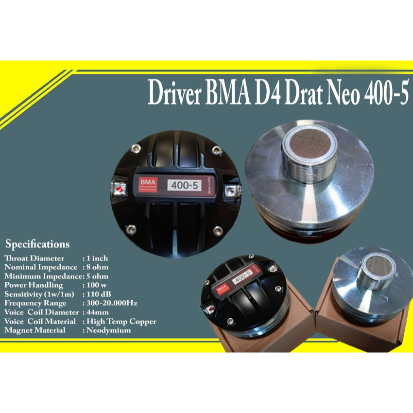 driver tweeter BMA drat Neodynium D 400-8 neo coil 44.4mm tweter bma neo model baut