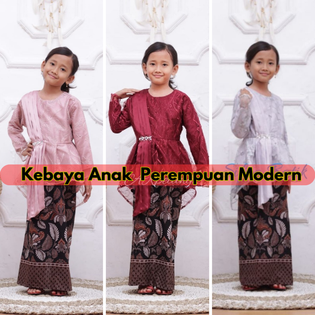 Baju brokat anak umur 6-10th kebaya anak perempuan pakaian pesta anak | Kebaya Anak Perempuan Modern