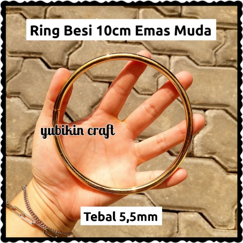 1 Pc Ring Bulat 10cm Warna Emas Muda Bahan Besi untuk Gagang Tas, Dekorasi, Macrame, Dream Catcher d
