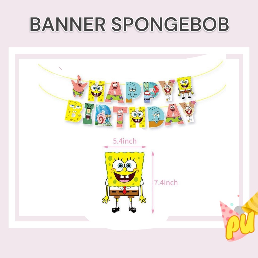 Bunting Flag SPONGEBOB SQUAREPANTS / Banner Ulang Tahun Spongebob SQUAREPANTS Patrick