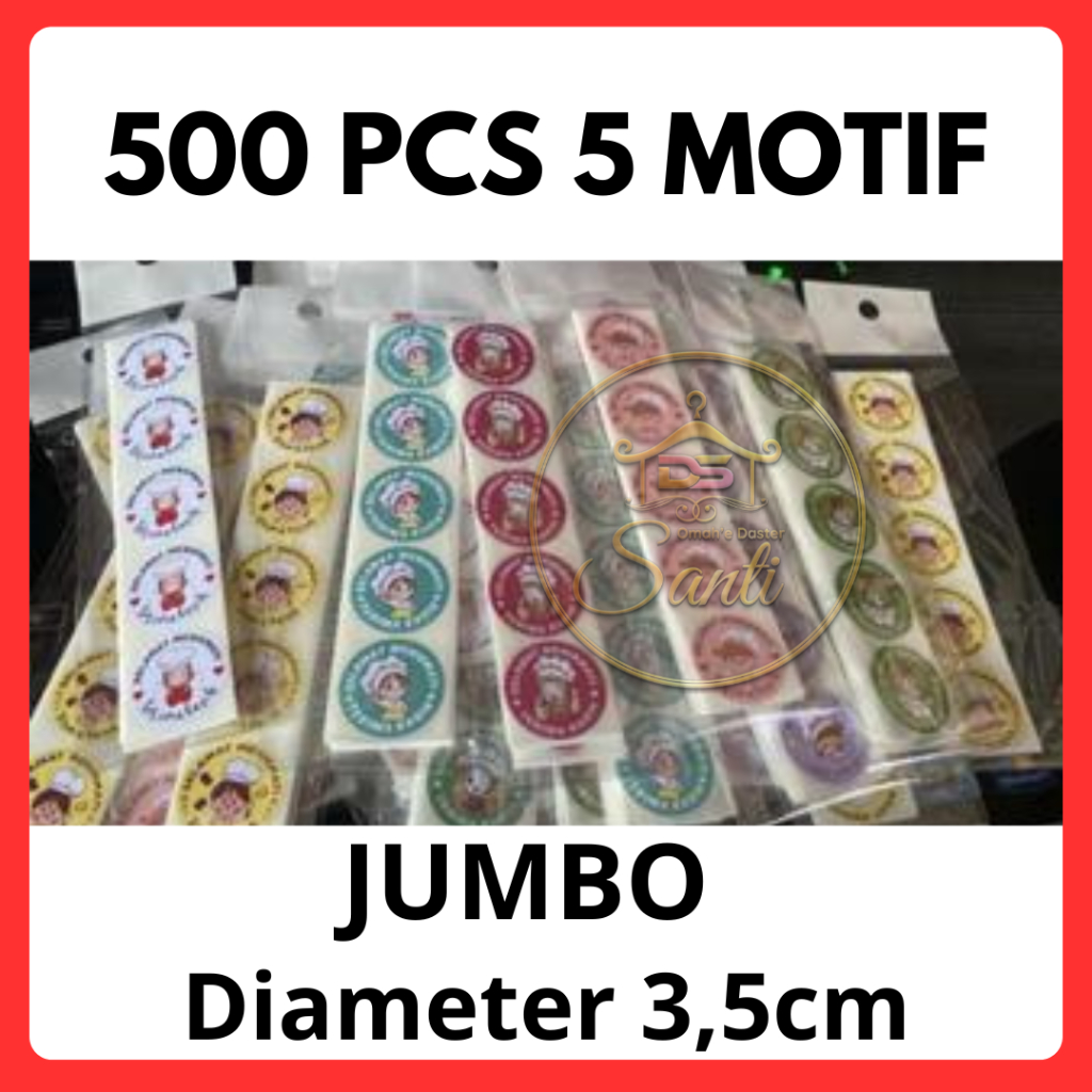 

STICKER JUMBO 500 PCS 5 MOTIF (100/MOTIF) STICKER LABEL MAKANAN SELAMAT MENIKAMATI UKURAN 2,5CM